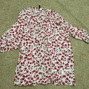 Red and white floral cardigan